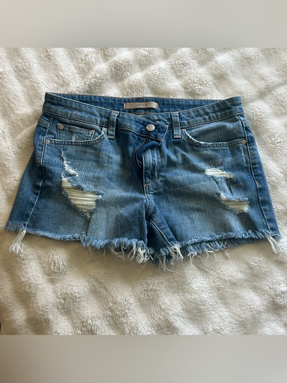 Joe's Jeans Distressed Medium Blue Denim Cutoff Shorts